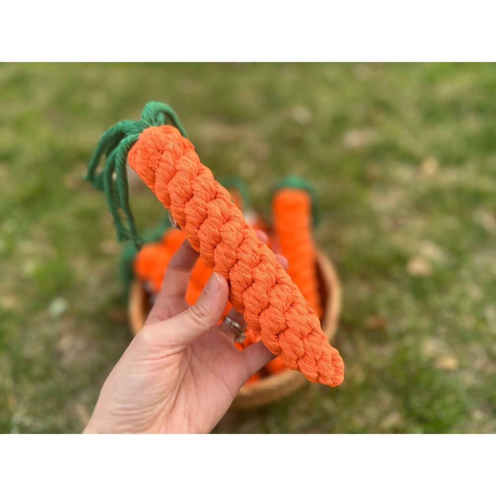 Monli Handcrafted Sustainable Carrot Dog Rope Toy